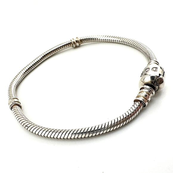 Pandora 925 Authentic Sterling Silver Snake Chain Charm 6.25” Bracelet - Picture 3 of 9